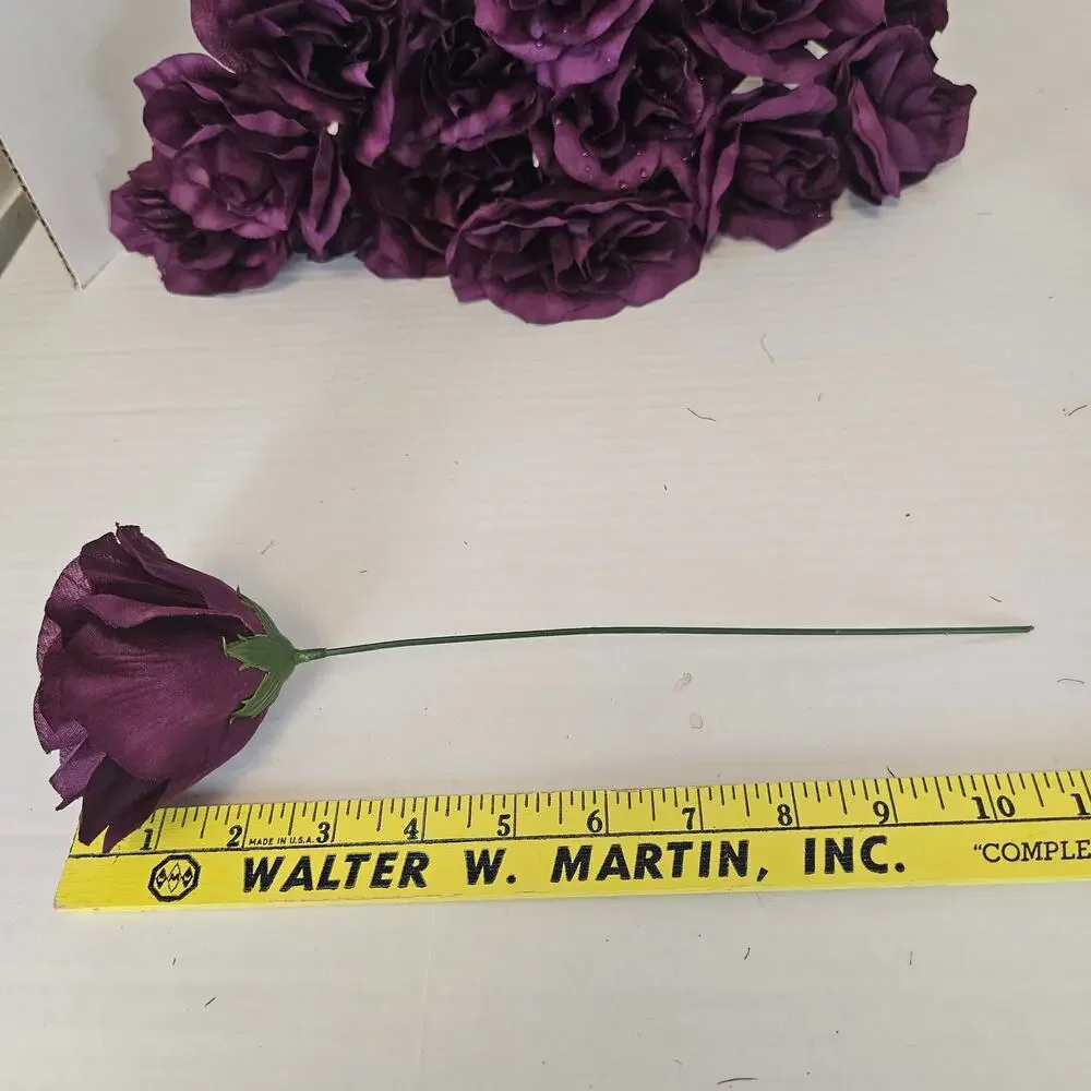 26 Plum Wine Purple Silk Rose Stems 3.5